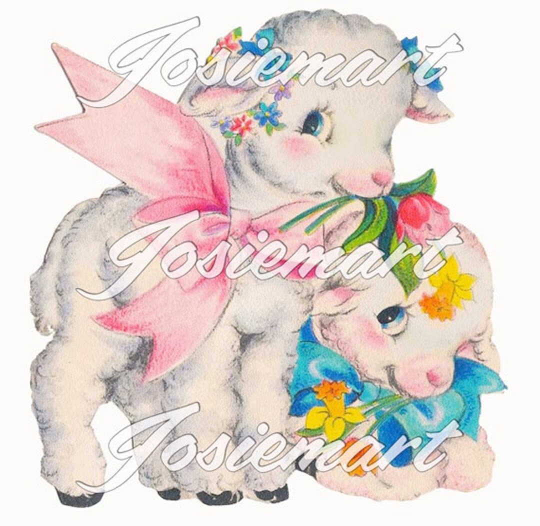 Vintage Digital Download Easter Lambs Vintage Image Collage Large JPG