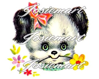 Vintage Digital Download Puppy Kawaii Vintage Image Collage Large JPG