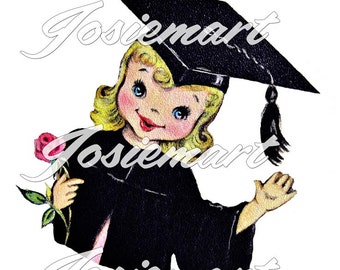 Vintage Digital Download Girl Graduation Vintage Image Graduation Collage Large JPG Clipart
