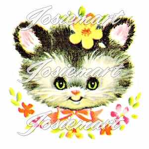 Vintage Digital Download Kitten Kawaii Vintage Image Collage Large JPG