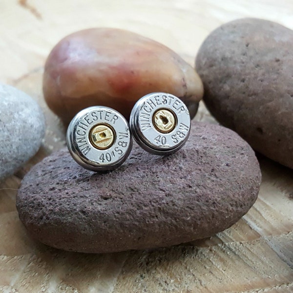 Bullet Jewelry - Bullet Studs - Bullet Earrings - OPTIONAL CRYSTALS - All Colors - Best Quality - Stainless Steel Studs