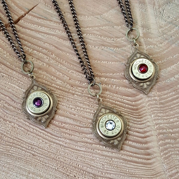 Bullet Jewelry - Bullet Necklaces - Brass Bohemian Style Long Bullet Necklace - Great for Layering - SureShot Jewelry - Ammo Necklace