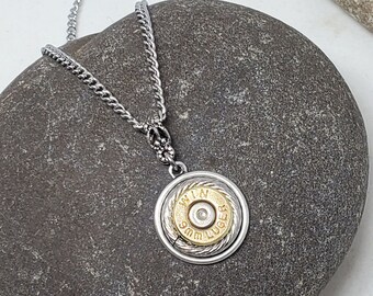 Bullet Jewelry - Bullet Necklace - BEST SELLER! Petite 9mm Round Rope Detail Bullet Necklace - Simple, Feminine, Classy Quality Made