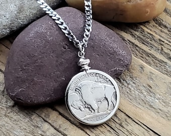 BUFFALO NICKEL Coin Necklace - UNISEX - Men or Ladies Coin Necklace - Minimalist Jewelry - Gifts Under 30 - Coin Jewelry - Layering Necklace