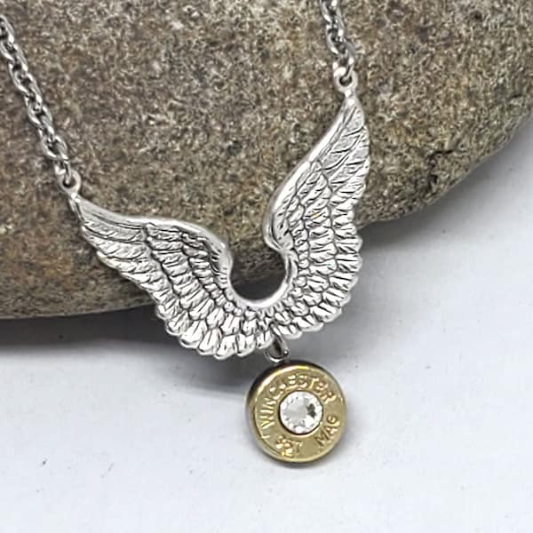 Bullet Jewelry - Bullet Necklace - Ladies Winged Pendant Necklace - Flying Bullet - Gift for Her  - SureShot Jewelry - Winged Bullet Design