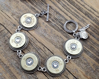 Bullet Jewelry - Shotgun Bracelet - Bullet Bracelet -  20 Gauge Shotshell Bracelet - Ammo Jewelry - Huntress Jewelry - Shotgun Casings