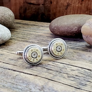 Bullet Cuff Links - Men&#39;s Accessories - BEST QUALITY - Bullet Jewelry - Gift for Dad - 40 CAL Brass Bullet Cuff Links - Groomsmen - Wedding