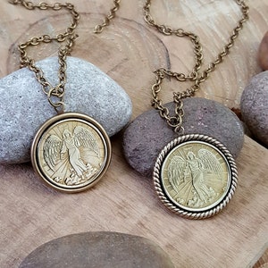 Guardian Angel Coin Necklace Coin Jewelry Gift for Her BEST SELLER Best Quality Everyone Needs a Guardian Angel Nearby image 1