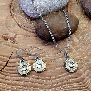 Jewelry Set - Gift Set - Bullet Jewelry - Stainless Steel 12mm Bullet Necklace & Earring Set from SureShot Jewelry - Lots of Choices!