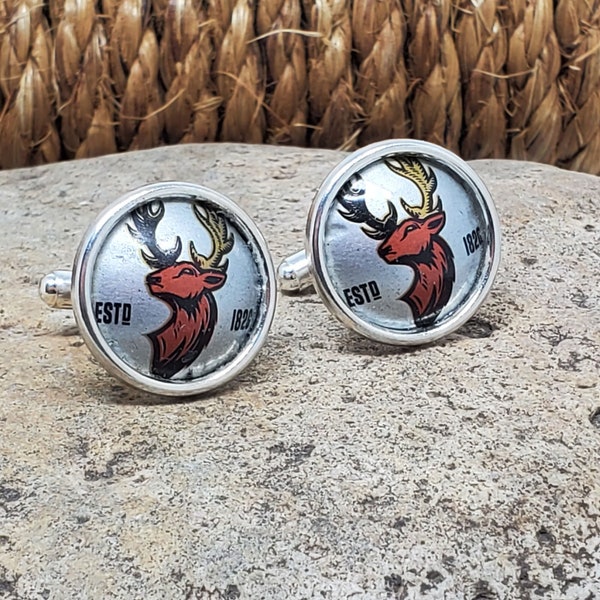 Cuff Links - Suit Accessories - Gift for Men - Silver Buckhead Bottle Cap Cuff Links - Alexander Keith Brewery Canada Beer - Bottle Cap Art