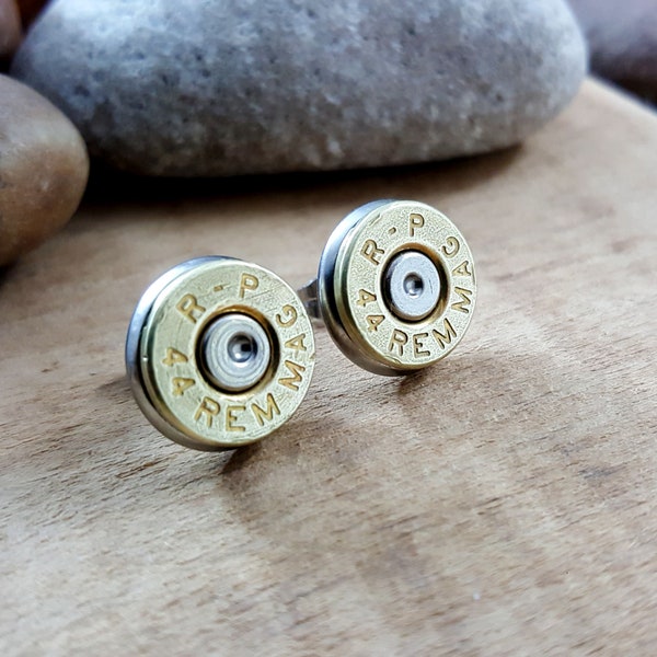 Bullet Jewelry - Bullet Earrings - Bullet Studs - Brass 44 Magnum Bullet Stud Earrings - Lightweight and really pack a punch - BEST QUALITY!