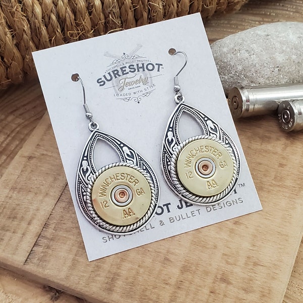 Bullet Jewelry - Shotgun Casing Jewelry - 12 Gauge Teardrop Shotshell Earrings - BEST SELLER from SureShot Jewelry