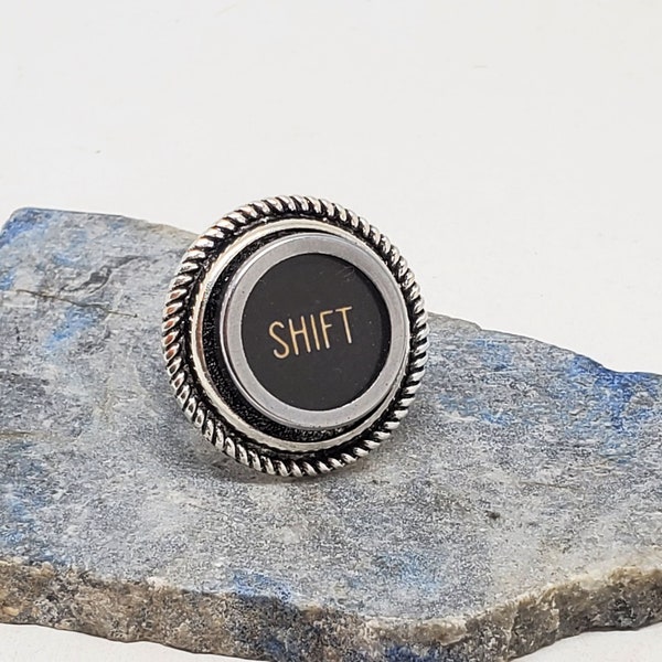 SHIFT Your Focus - SHIFT your Mindset - Bagues réglables pour clés de machine à écrire réutilisées - Amusant, unique, inspirant, idée cadeau - Shift Key