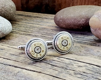 Bullet Cuff Links - Men's Accessories - BEST QUALITY - Bullet Jewelry - Gift for Dad - 40 CAL Brass Bullet Cuff Links - Groomsmen - Wedding