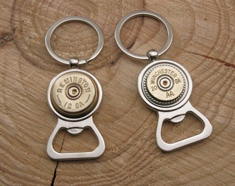 GIFTS FOR MEN - Bottle Opener Key Chain -  Bullet Key Ring - <Men's Accessories - Barware - Shotshell Bottle Opener - Gifts Under 20 -