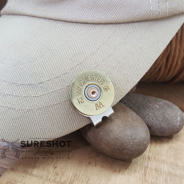 GOLF MARKER - Golf Accessories - The Original - Genuine 12 Gauge or 20 Gauge Shotgun Casing Golf Marker - Hat Clip - Gift for Dad