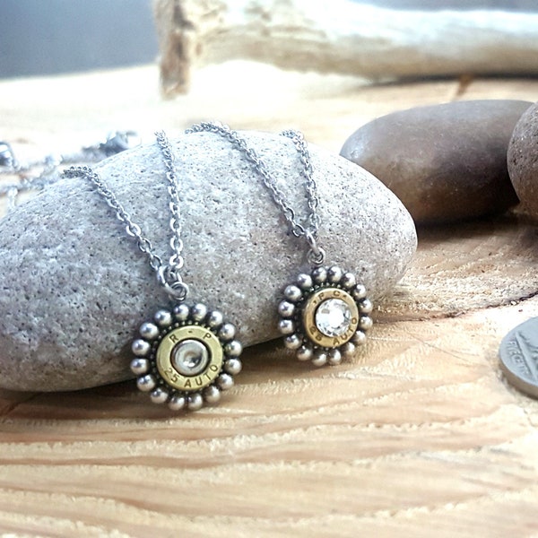 Bullet Jewelry - Minimal Jewelry - Petite Beaded Bezel Bullet Necklace - Girl's Bullet Necklace - Gun Jewelry - SureShot Jewelry