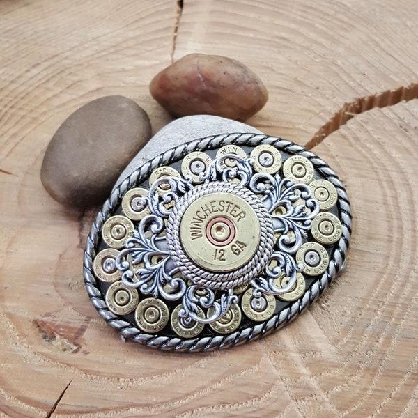 Belt Buckles - Western Fashion - Small Oval Bullet & Shotshell Western Belt Buckle - Ladies Belt Buckle - SureShot Jewelry