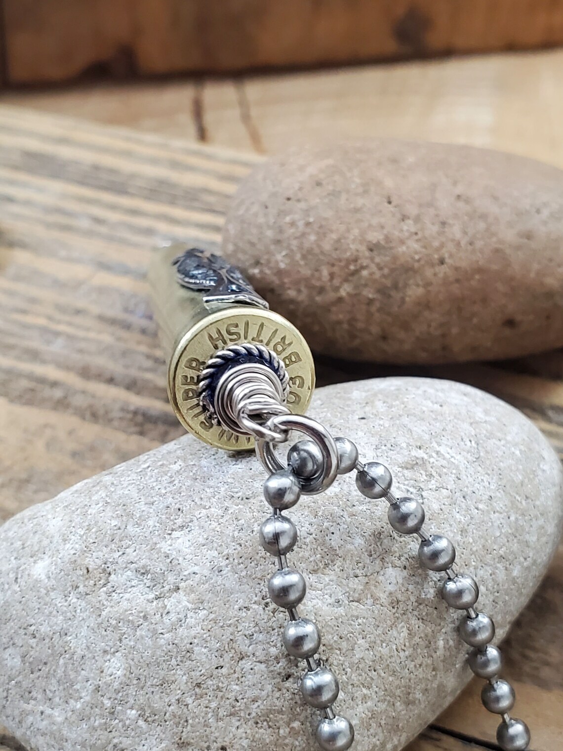 Rifle Casing Filigree and Sapphire Long Bullet Necklace Etsy