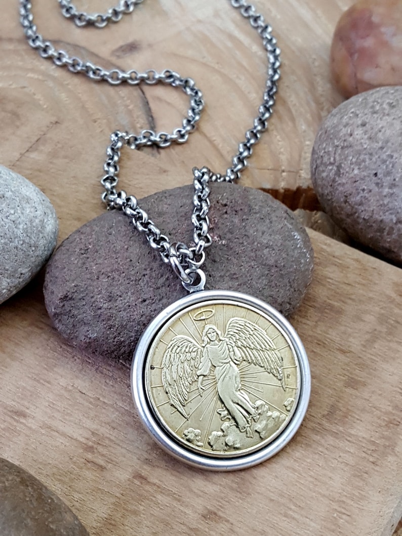 Guardian Angel Coin Necklace Coin Jewelry Gift for Her Gift for Mom BEST SELLER Everyone Needs a Guardian Angel Nearby image 4