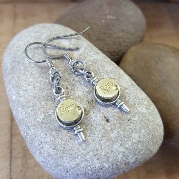 Bullet Jewelry - Bullet Earrings - Petite and Feminine Small 22 Caliber Dangle Earrings - SureShot Jewelry - Shooting - Pistol - Gun Jewelry