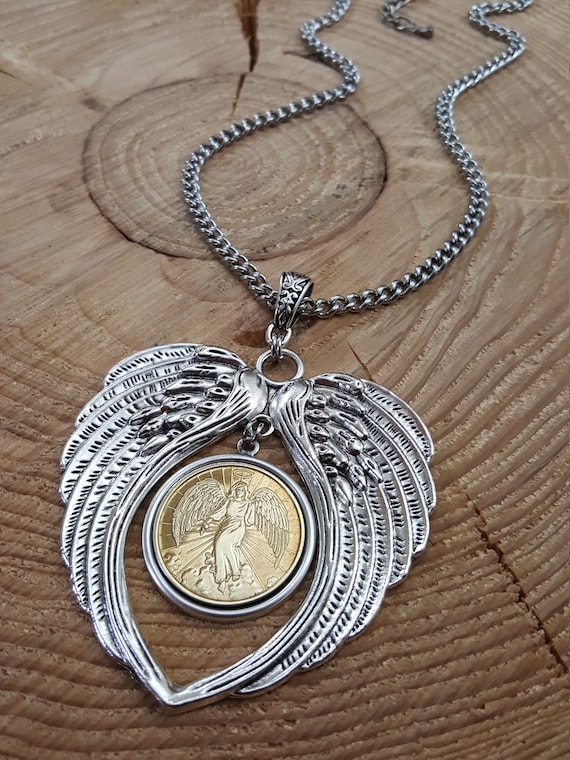 Guardian angel hotsell coin necklace
