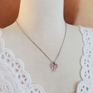 Heart Jewelry Gift for MOM Swarovski Brand Pink Crystal Heart Necklace Gift For Girlfriend Gift For Daughter Mother's Day image 6