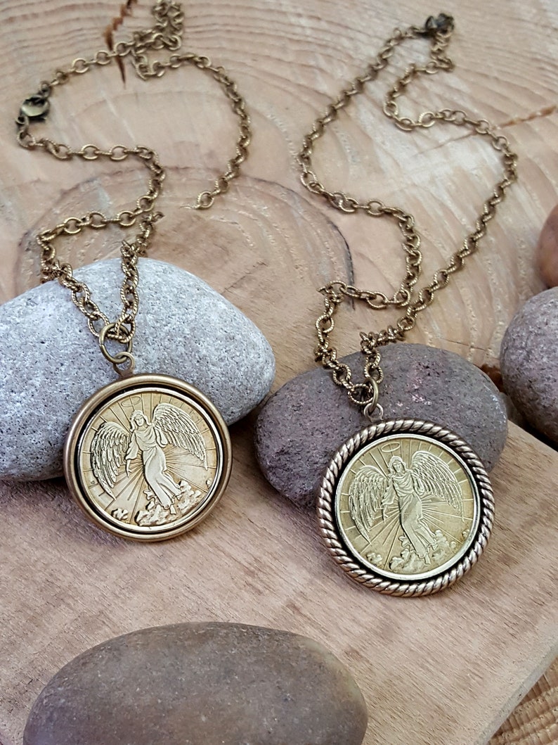 Guardian Angel Coin Necklace Coin Jewelry Gift for Her BEST SELLER Best Quality Everyone Needs a Guardian Angel Nearby image 1