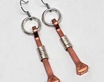 Horseshoe Nail Earrings - Western Jewelry - Coffin Nails - Copper  Silver Cowgirl Earrings - Equestrian - Horse Jewelry - Industrial Jewelry