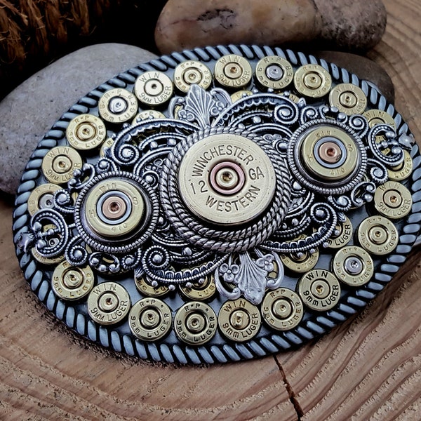 Shotshell & Bullet Casing Oval Belt Buckle - BEST SELLER For Seven Years! - Trophy Buckle - Western Belt Buckle - Cowboy - Cowgirl