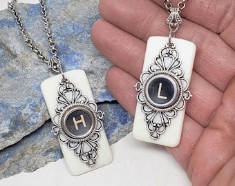 Personalized Piano Key Necklace - Typewriter Key Jewelry - Musician - Choice of Key - Ivory Piano Keytop / Typewriter Necklace BEST SELLER!