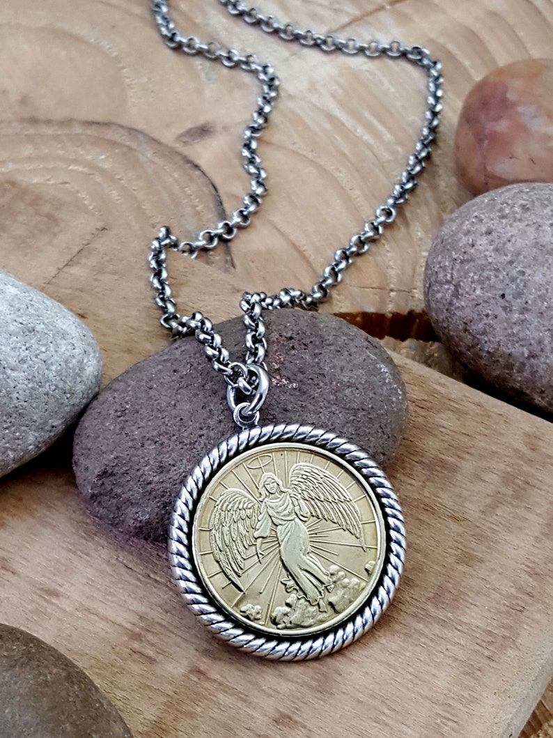 Guardian Angel Coin Necklace Coin Jewelry Gift for Her BEST SELLER Best Quality Everyone Needs a Guardian Angel Nearby image 5