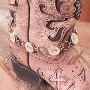 Boot Jewelry- Ladies Boot Accessories - Boot Candy - Bullet Jewelry - 20 Gauge Shotgun Casing Silver Boot Bracelet - Boot Bling