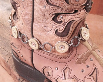 Boot Jewelry- Ladies Boot Accessories - Boot Candy - Bullet Jewelry - 20 Gauge Shotgun Casing Silver Boot Bracelet - Boot Bling