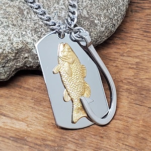 Men&#39;s Fishing Necklace Stainless Steel Fish Hook & Dog Tag Pendant Gift for Outdoorsmen Guys Who Fish - Gift for Dad Lake Life Jewelry