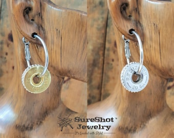 Bullet Earrings - Hoop Earrings - 20 Gauge Shotshell Beaded Stainless Steel Hoop Earrings - BEST SELLER! Exclusively from SureShot Jewelry