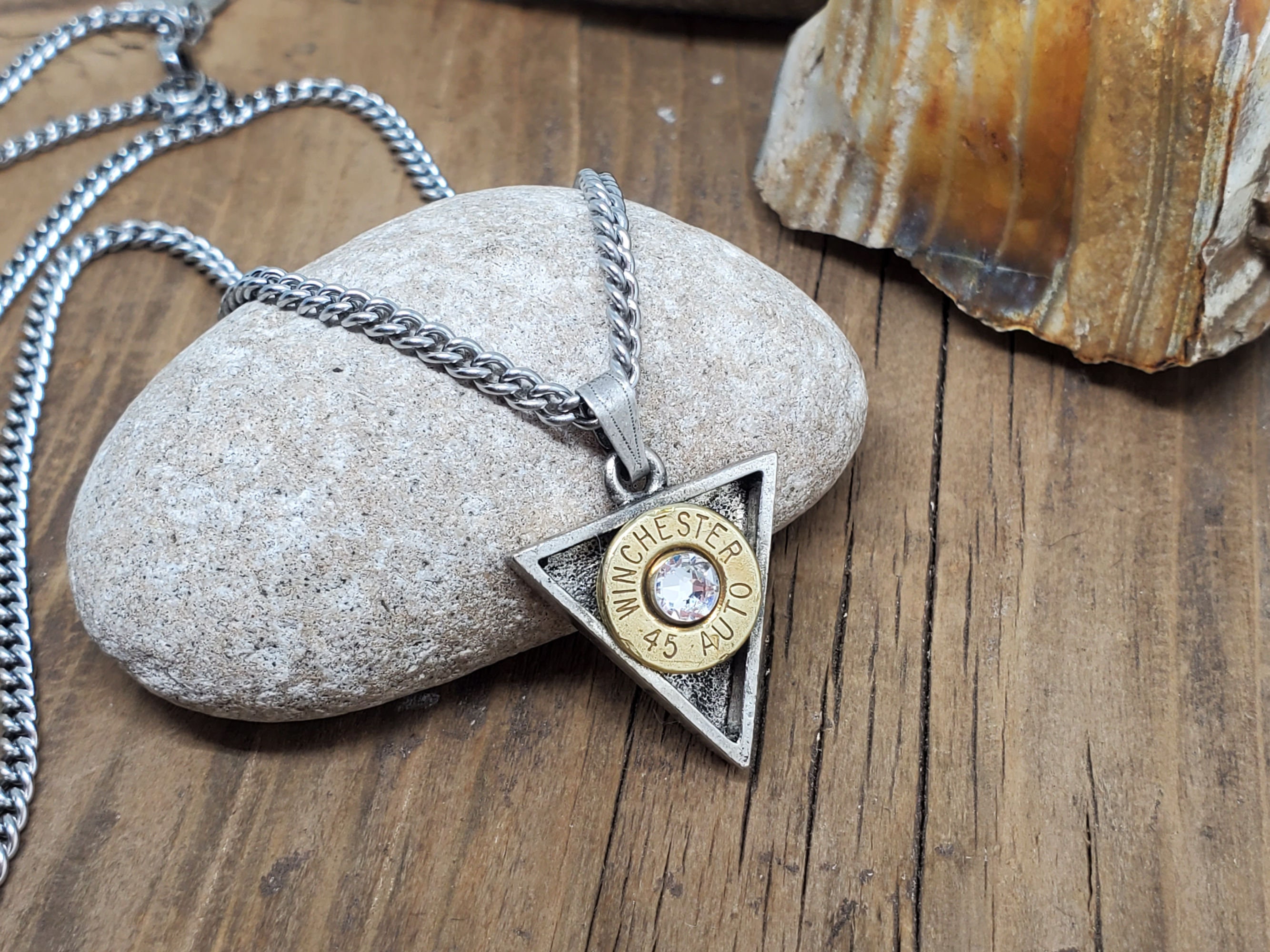 Minimalist Jewelry Triangle Bullet Necklace Geometric, Modern