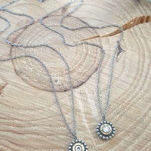 Bullet Jewelry - Minimal Jewelry - Petite Beaded Bezel Bullet Necklace - Dainty Necklaces - Girl's Bullet Necklace - Valentine Gift for Her - Tiny Bullet Pendant - 32 Auto Bullet Casing - SureShot Jewelry - Shotshell & Bullet Designs