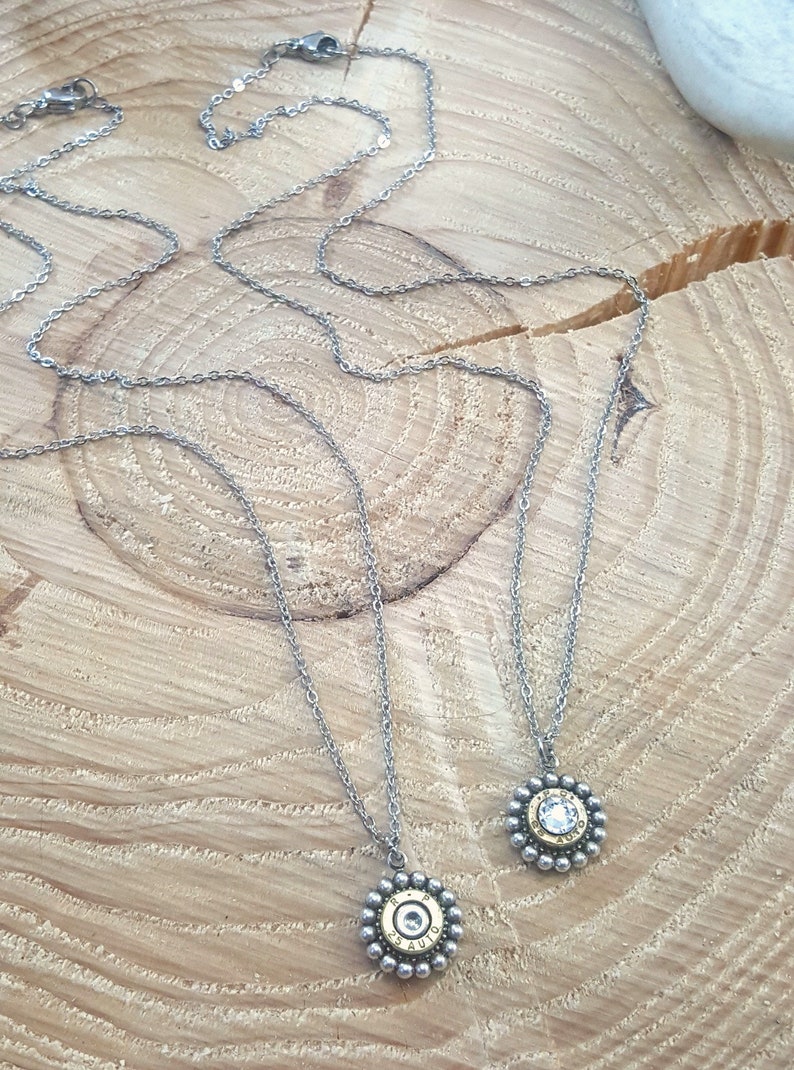 Bullet Jewelry - Minimal Jewelry - Petite Beaded Bezel Bullet Necklace - Dainty Necklaces - Girl's Bullet Necklace - Valentine Gift for Her - Tiny Bullet Pendant - 32 Auto Bullet Casing - SureShot Jewelry - Shotshell & Bullet Designs