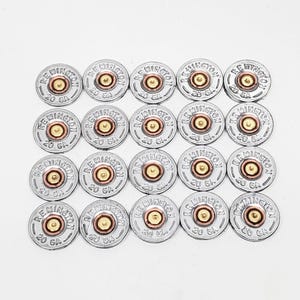 Shotshell Craft Supplies - Genuine 20 Gauge Shotshell Slices - SILVER Remington Brand 20 Gauge Jewelry Making Supplies - Woodworking
