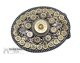 Shotshell & Bullet Casing Oval Belt Buckle II - BEST SELLER For Seven Years! - Trophy Buckle - Western Belt Buckle - Cowboy - Cowgirl