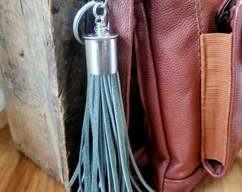 Leather Tassel Key Chains  - Accessories - Tassel Key Rings - 12 Gauge Shotshell Brass or Silver Purse Tassels - SIX Colors - Gifts Under 20