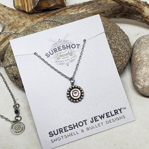 Bullet Jewelry - Minimal Jewelry - Petite Beaded Bezel Bullet Necklace - Dainty Necklaces - Girl's Bullet Necklace - Valentine Gift for Her - Tiny Bullet Pendant - 32 Auto Bullet Casing - SureShot Jewelry - Shotshell & Bullet Designs