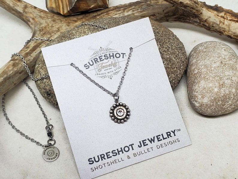 Bullet Jewelry - Minimal Jewelry - Petite Beaded Bezel Bullet Necklace - Dainty Necklaces - Girl's Bullet Necklace - Valentine Gift for Her - Tiny Bullet Pendant - 32 Auto Bullet Casing - SureShot Jewelry - Shotshell & Bullet Designs