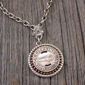 Quincy Illinois Bus Token Necklace - Transit Token Jewelry - Coin Jewelry - Gift for Her - Holiday Gift