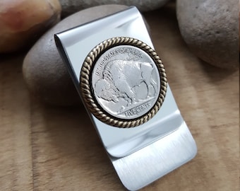 Money Clip - Buffalo Nickel - Men's Accessories - Coin Jewelry - Gifts Under 20 - Authentic Buffalo Nickel Indian Head Nickel Money Clip