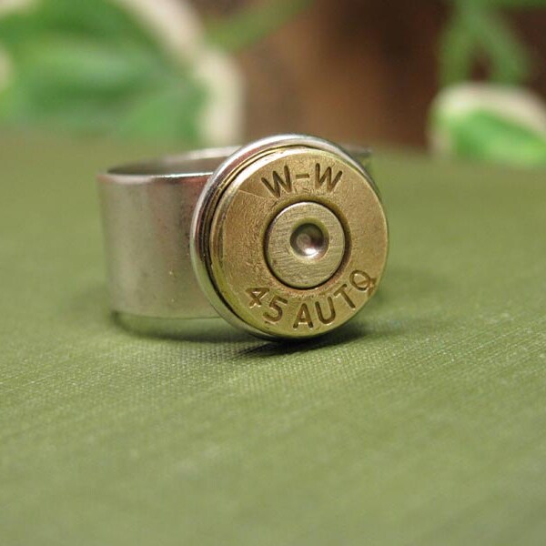 Bullet Jewelry - 45 Auto Brass Bullet Casing Adjustable Ring