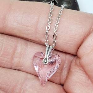 Heart Jewelry Gift for MOM Swarovski Brand Pink Crystal Heart Necklace Gift For Girlfriend Gift For Daughter Mother's Day image 4