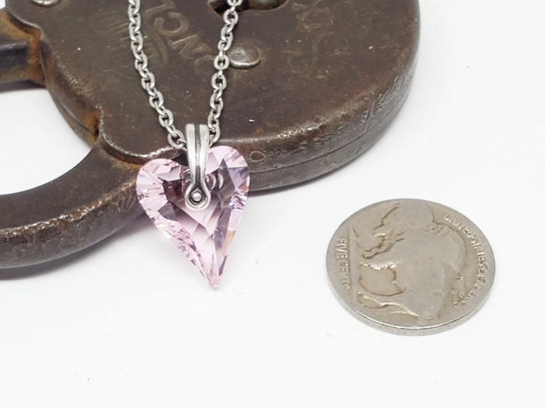 Heart Jewelry Gift for MOM Swarovski Brand Pink Crystal Heart Necklace Gift For Girlfriend Gift For Daughter Mother's Day image 7