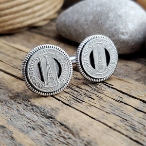 Cuff Links -  Indianapolis Railways Men&#39;s Cufflinks - Coin Jewelry - Men&#39;s Coin Cuff Links - Indiana - Men&#39;s Accessories - Gift for Dad
